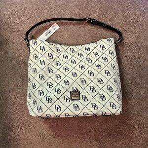 Dooney & Bourke Navy and White Logo Shoulder Bag
